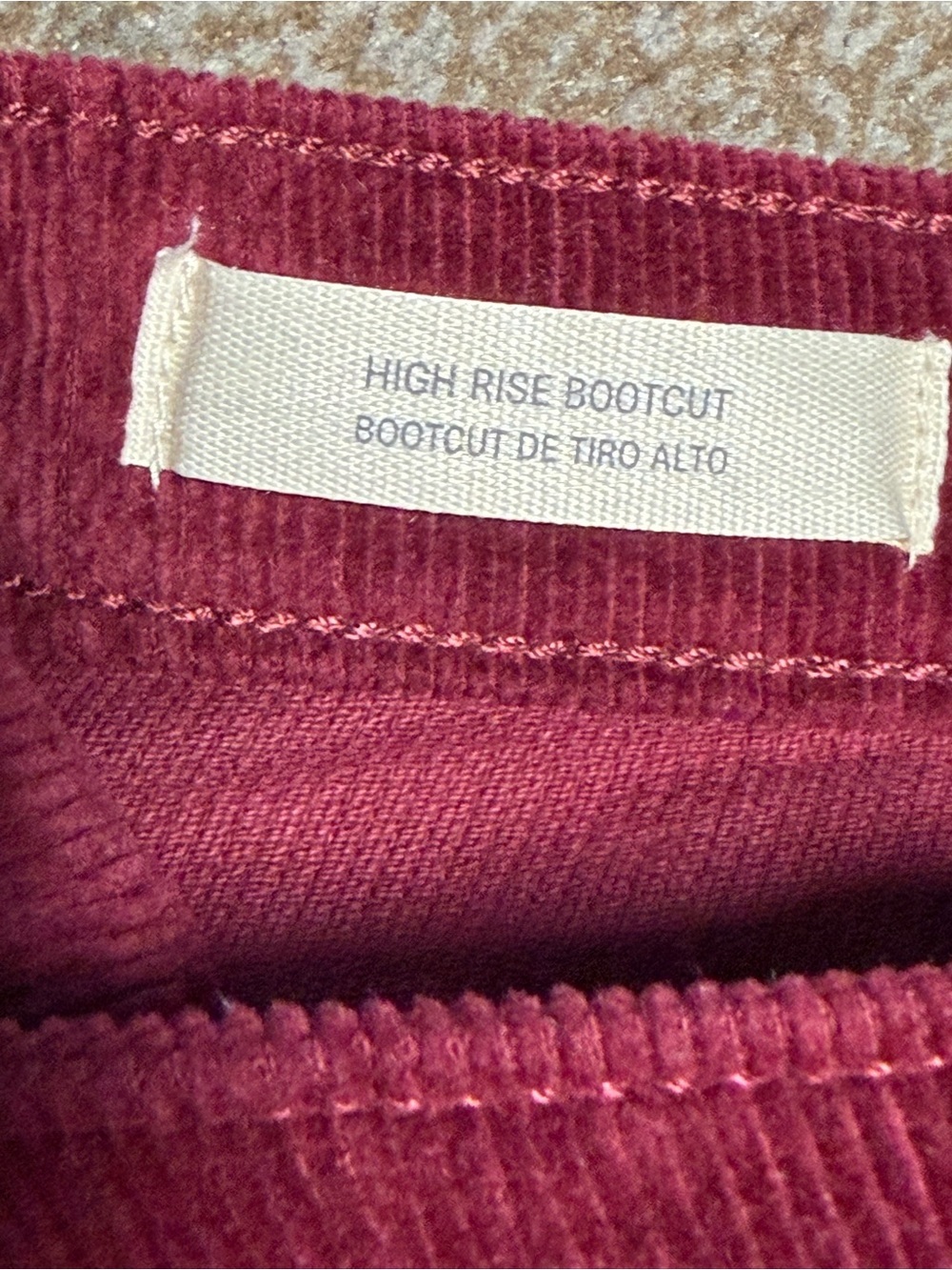 Universal Thread High Rise Bootcut Corduroy Pants Burgundy 00/24R NWT - Picture 9 of 11